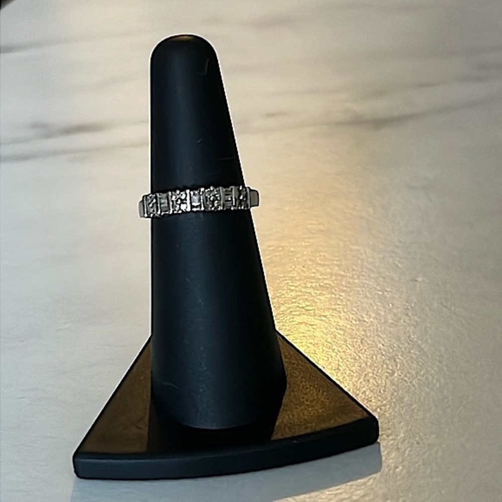 10KT White Gold Diamond Wedding Anniversary Band Ring - Picture 7 of 13